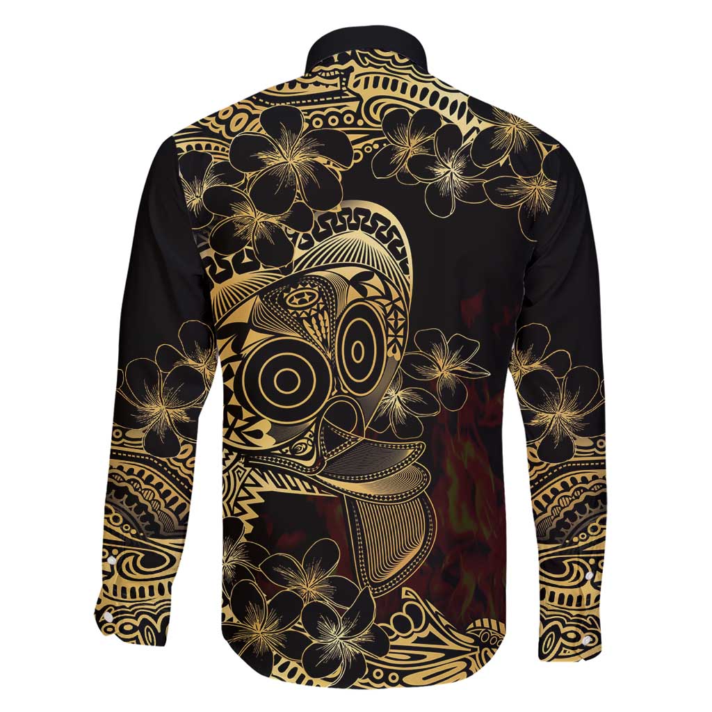 Frangipani Festival Rabaul Family Matching Short Sleeve Bodycon Dress and Hawaiian Shirt PNG Tribal Baining Mask Tattoo LT14 - Polynesian Pride