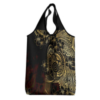 Frangipani Festival Rabaul Grocery Bag PNG Tribal Baining Mask Tattoo - Polynesian Pride