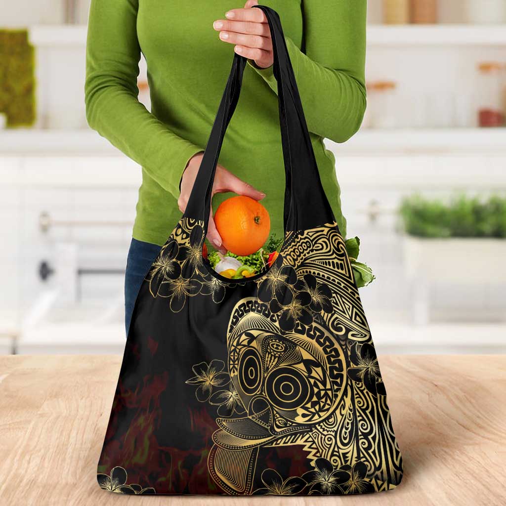 Frangipani Festival Rabaul Grocery Bag PNG Tribal Baining Mask Tattoo - Polynesian Pride