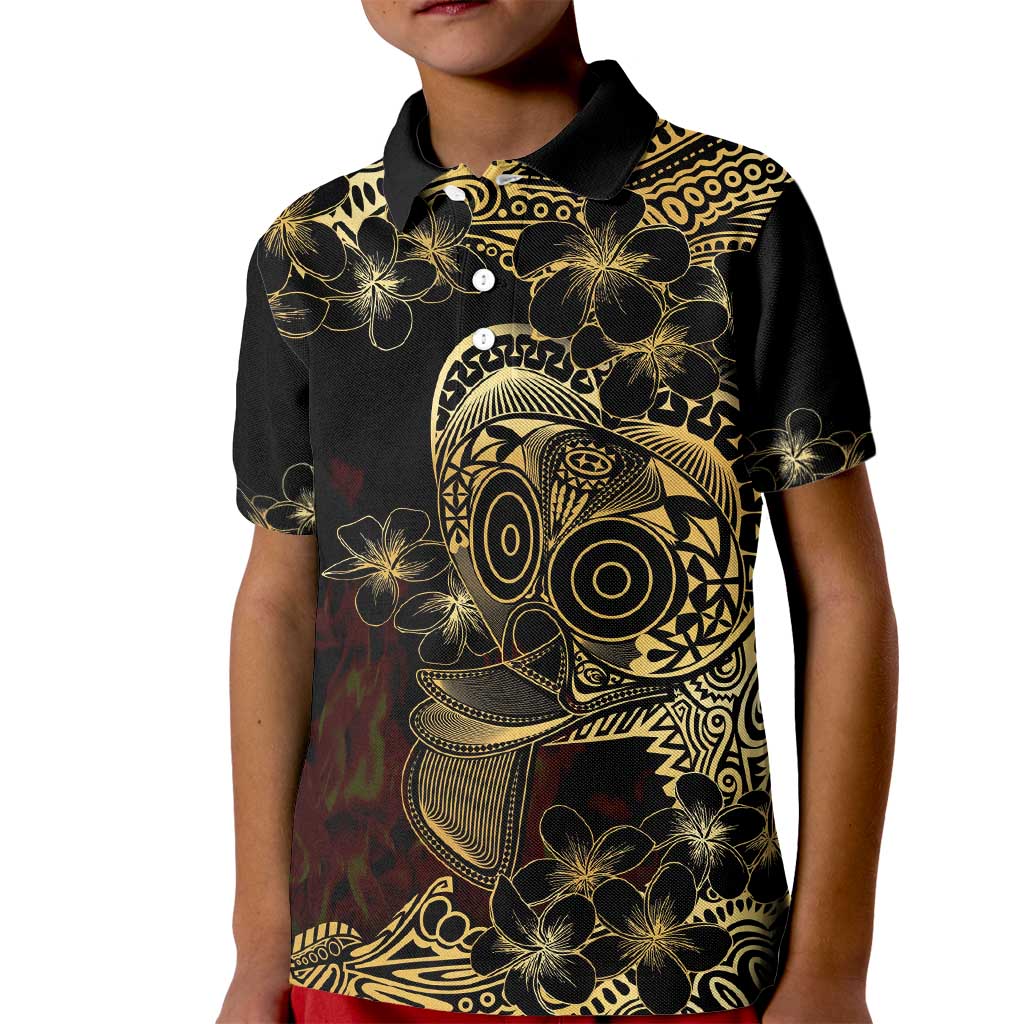 Frangipani Festival Rabaul Kid Polo Shirt PNG Tribal Baining Mask Tattoo - Polynesian Pride