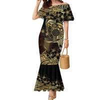 Frangipani Festival Rabaul Mermaid Dress PNG Tribal Baining Mask Tattoo LT14 Women Black - Polynesian Pride