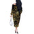 Frangipani Festival Rabaul Off The Shoulder Long Sleeve Dress PNG Tribal Baining Mask Tattoo - Polynesian Pride