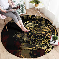 Frangipani Festival Rabaul Round Carpet PNG Tribal Baining Mask Tattoo - Polynesian Pride