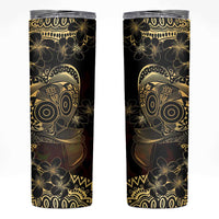 Frangipani Festival Rabaul Skinny Tumbler PNG Tribal Baining Mask Tattoo LT14 Black - Polynesian Pride