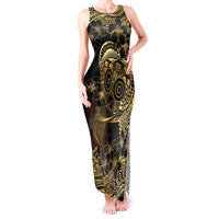 Frangipani Festival Rabaul Tank Maxi Dress PNG Tribal Baining Mask Tattoo - Polynesian Pride