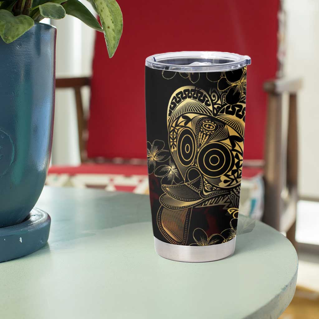Frangipani Festival Rabaul Tumbler Cup PNG Tribal Baining Mask Tattoo - Polynesian Pride