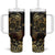 Frangipani Festival Rabaul Tumbler With Handle PNG Tribal Baining Mask Tattoo - Polynesian Pride