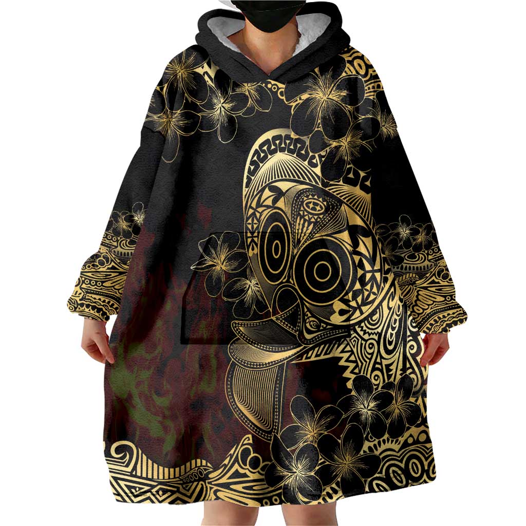 Frangipani Festival Rabaul Wearable Blanket Hoodie PNG Tribal Baining Mask Tattoo - Polynesian Pride