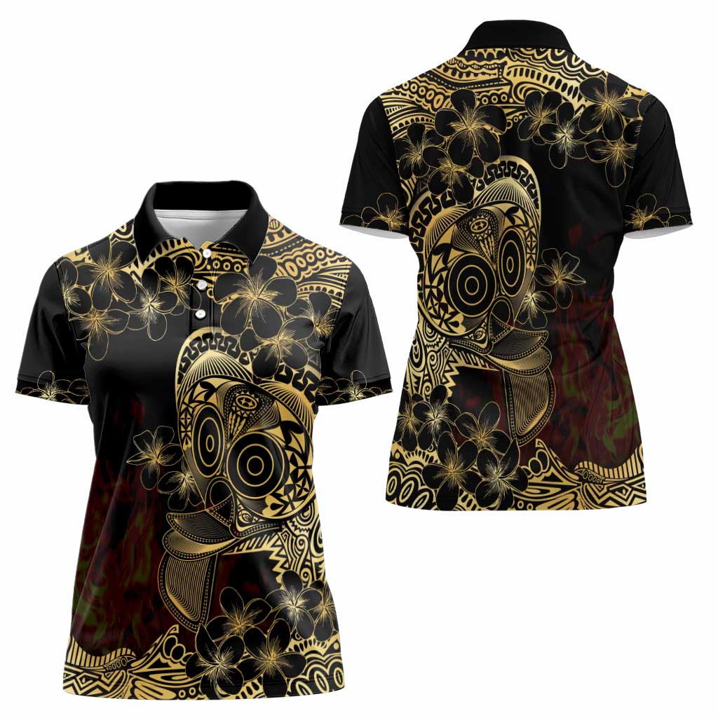 Frangipani Festival Rabaul Women Polo Shirt PNG Tribal Baining Mask Tattoo - Polynesian Pride