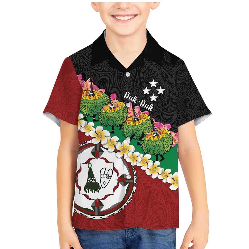 Frangipani Festival Rabaul East New Britain Family Matching Mermaid Dress and Hawaiian Shirt Dukduk Dance With Plumeria LT14 Son's Shirt Red - Polynesian Pride