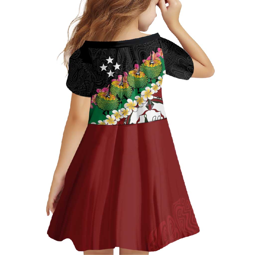 Frangipani Festival Rabaul East New Britain Family Matching Off Shoulder Maxi Dress and Hawaiian Shirt Dukduk Dance With Plumeria - Polynesian Pride