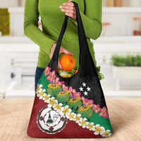 Frangipani Festival Rabaul East New Britain Grocery Bag Dukduk Dance With Plumeria - Polynesian Pride