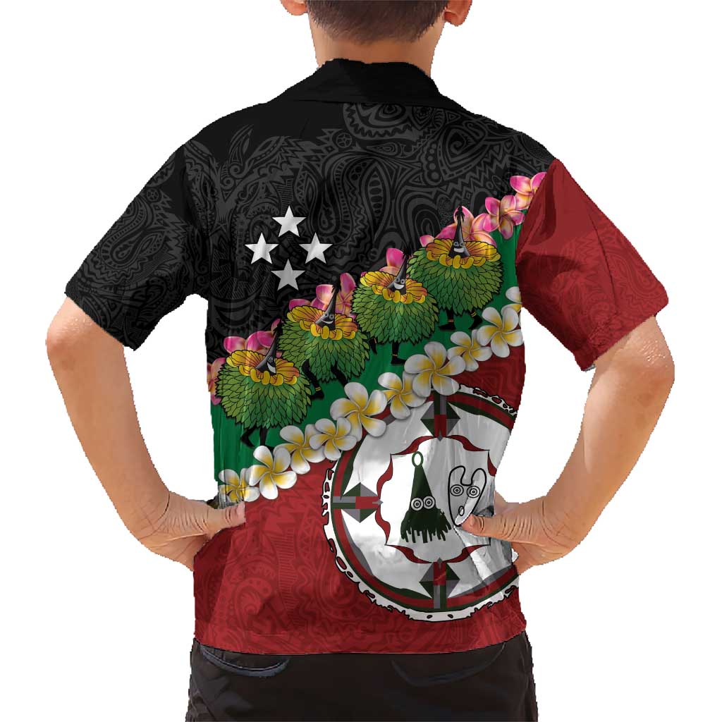 Frangipani Festival Rabaul East New Britain Kid Hawaiian Shirt Dukduk Dance With Plumeria - Polynesian Pride