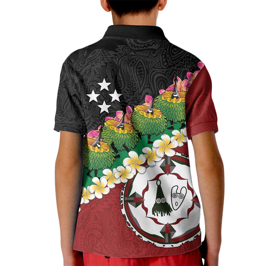 Frangipani Festival Rabaul East New Britain Kid Polo Shirt Dukduk Dance With Plumeria - Polynesian Pride