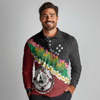 Frangipani Festival Rabaul East New Britain Long Sleeve Polo Shirt Dukduk Dance With Plumeria LT14 - Polynesian Pride