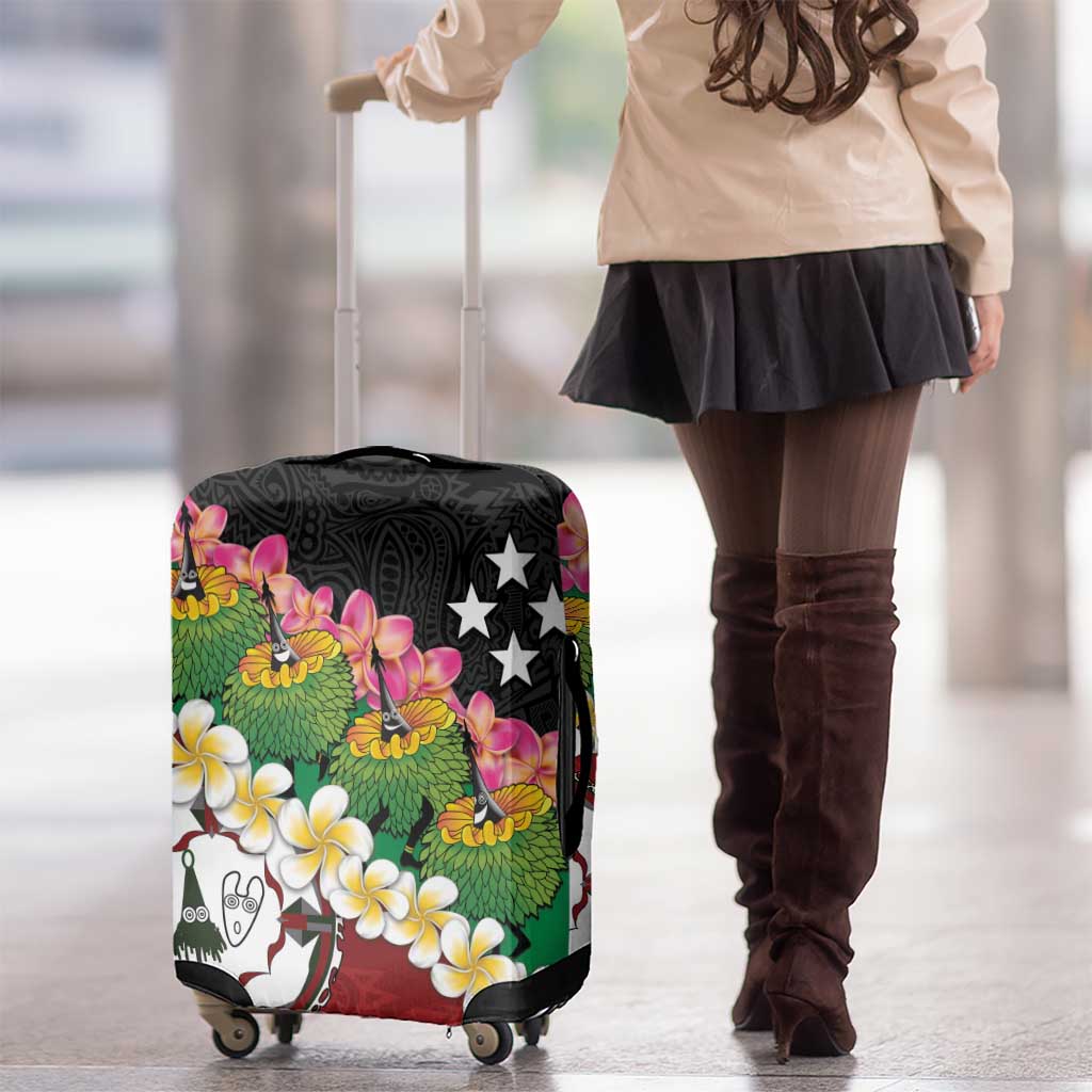 Frangipani Festival Rabaul East New Britain Luggage Cover Dukduk Dance With Plumeria - Polynesian Pride
