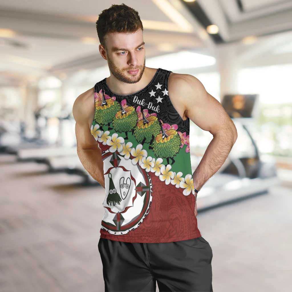 Frangipani Festival Rabaul East New Britain Men Tank Top Dukduk Dance With Plumeria - Polynesian Pride