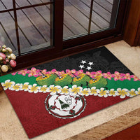 Frangipani Festival Rabaul East New Britain Rubber Doormat Dukduk Dance With Plumeria - Polynesian Pride