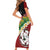 Frangipani Festival Rabaul East New Britain Short Sleeve Bodycon Dress Dukduk Dance With Plumeria - Polynesian Pride