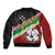 Frangipani Festival Rabaul East New Britain Sleeve Zip Bomber Jacket Dukduk Dance With Plumeria - Polynesian Pride