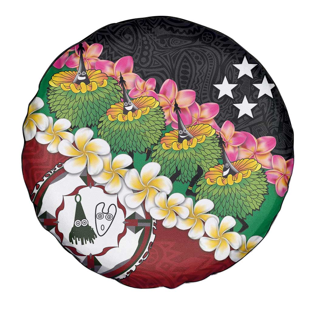 Frangipani Festival Rabaul East New Britain Spare Tire Cover Dukduk Dance With Plumeria - Polynesian Pride