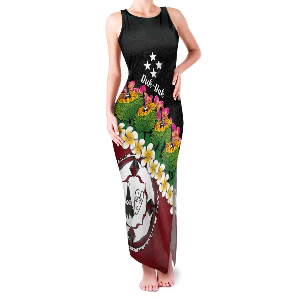 Frangipani Festival Rabaul East New Britain Tank Maxi Dress Dukduk Dance With Plumeria - Polynesian Pride