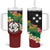 Frangipani Festival Rabaul East New Britain Tumbler With Handle Dukduk Dance With Plumeria - Polynesian Pride