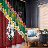 Frangipani Festival Rabaul East New Britain Window Curtain Dukduk Dance With Plumeria - Polynesian Pride