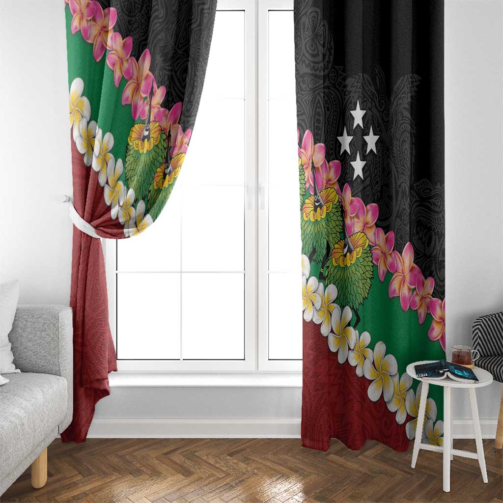 Frangipani Festival Rabaul East New Britain Window Curtain Dukduk Dance With Plumeria - Polynesian Pride