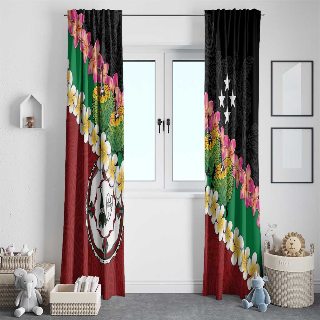 Frangipani Festival Rabaul East New Britain Window Curtain Dukduk Dance With Plumeria - Polynesian Pride