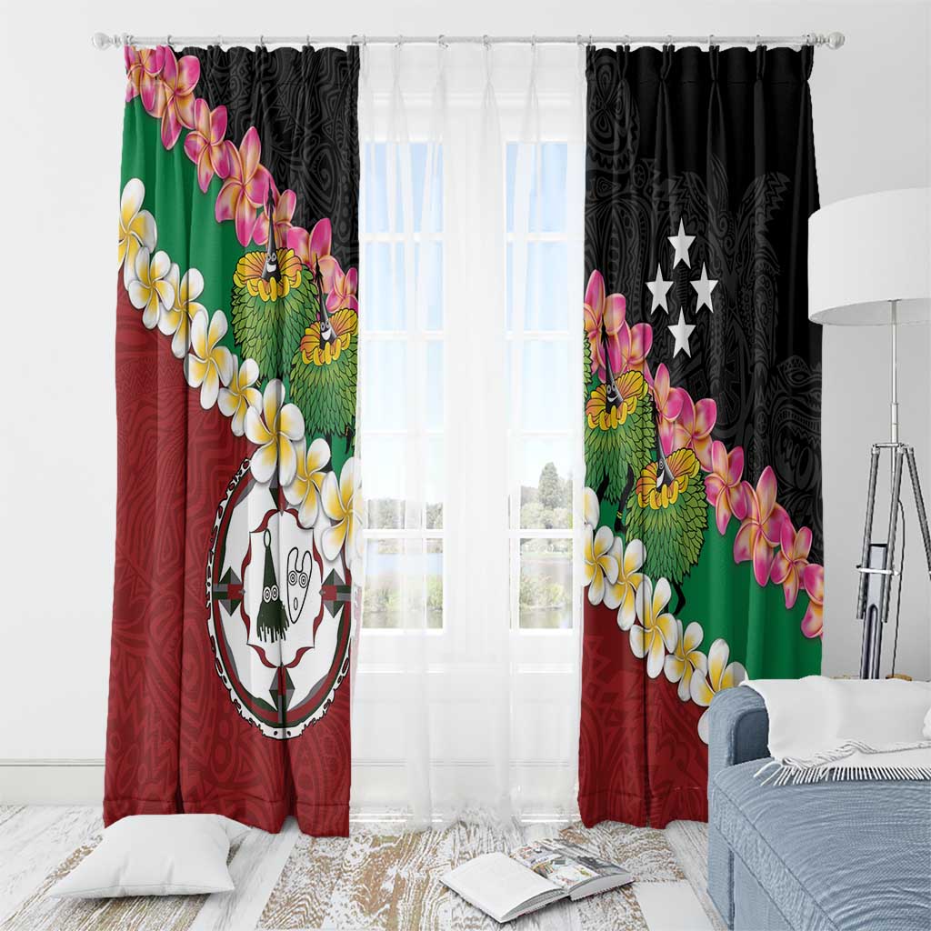 Frangipani Festival Rabaul East New Britain Window Curtain Dukduk Dance With Plumeria - Polynesian Pride