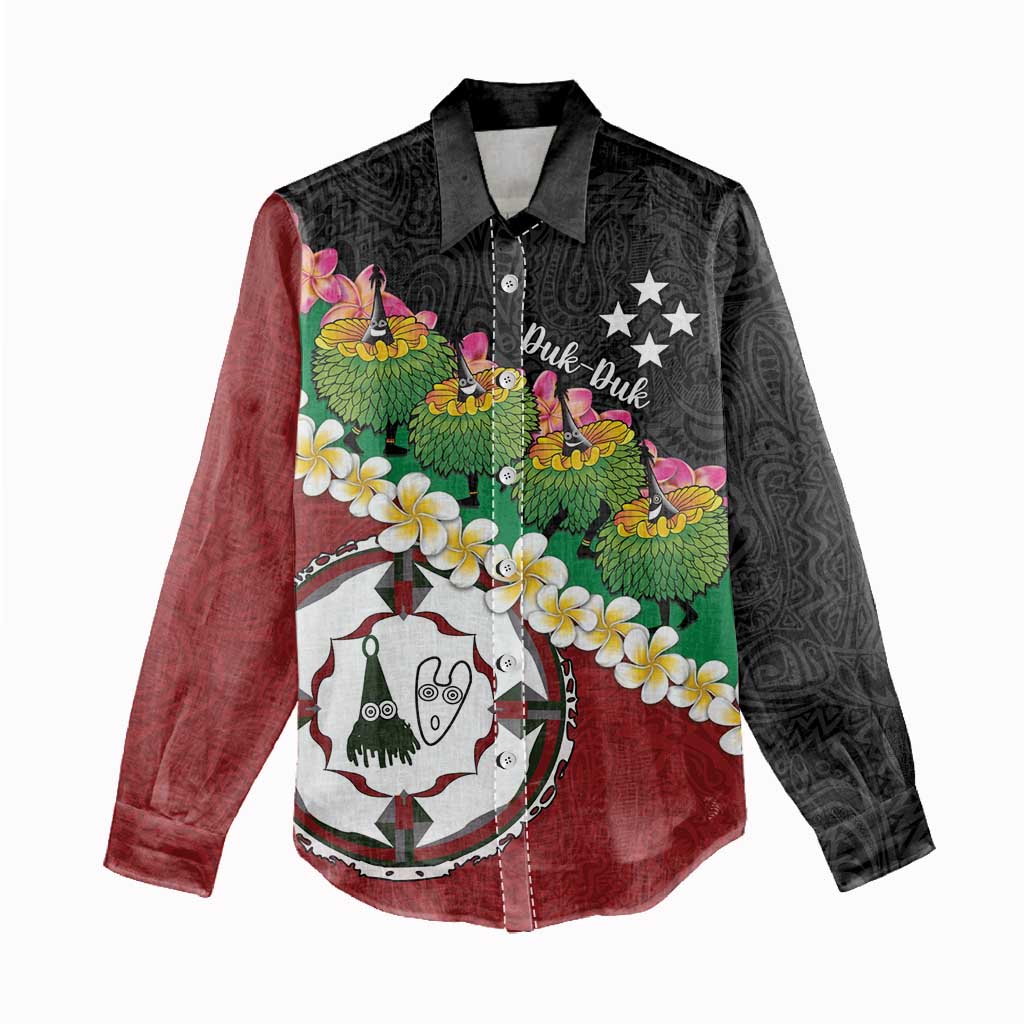 Frangipani Festival Rabaul East New Britain Women Casual Shirt Dukduk Dance With Plumeria LT14 - Polynesian Pride