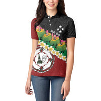 Frangipani Festival Rabaul East New Britain Women Polo Shirt Dukduk Dance With Plumeria - Polynesian Pride