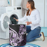 Purple Black Aloha Hawaii Laundry Basket Polynesian Shark Tattoo Plumeria