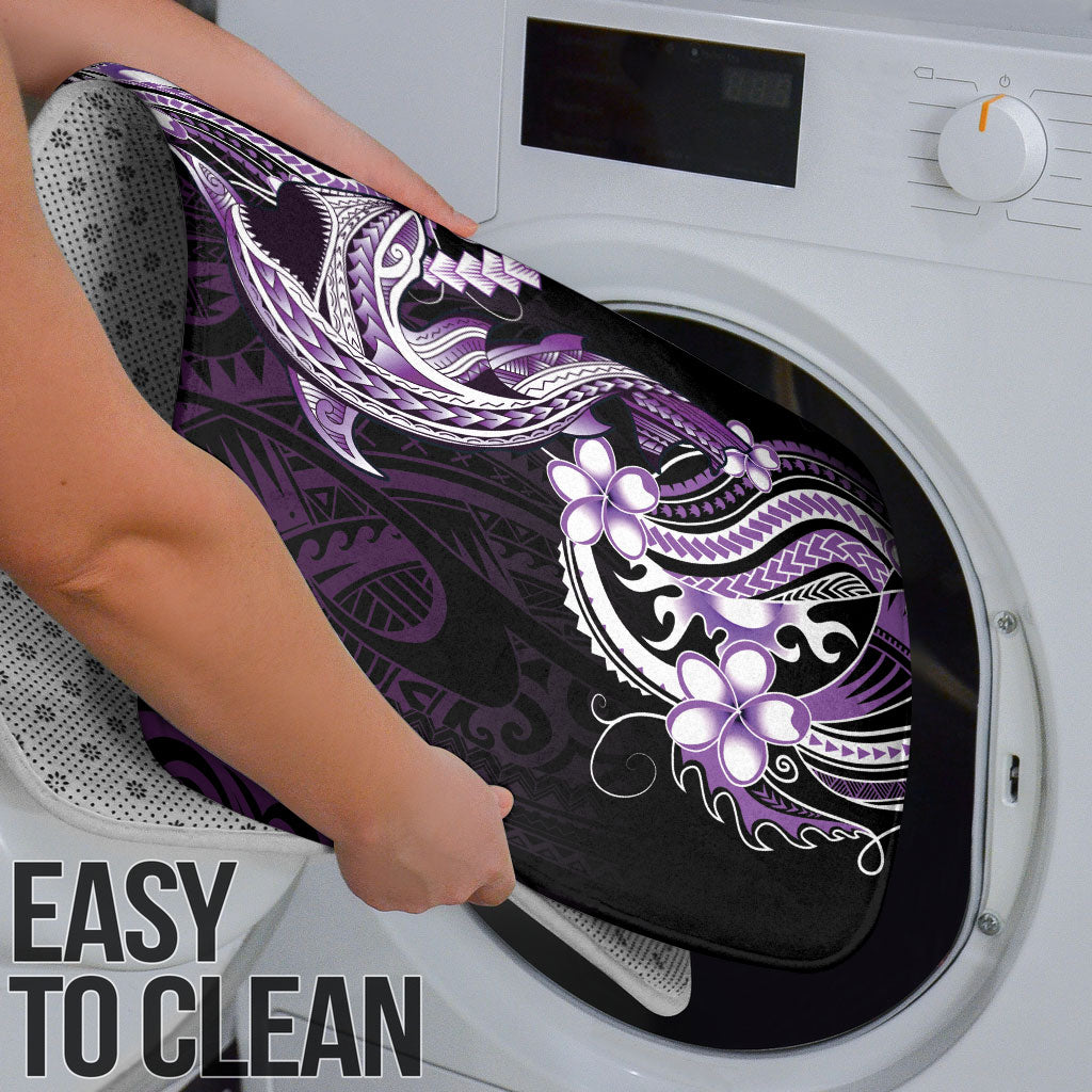 Purple Black Aloha Hawaii Bathroom Set Polynesian Shark Tattoo Plumeria