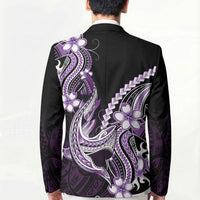 Purple Black Aloha Hawaii Blazer Polynesian Shark Tattoo Plumeria
