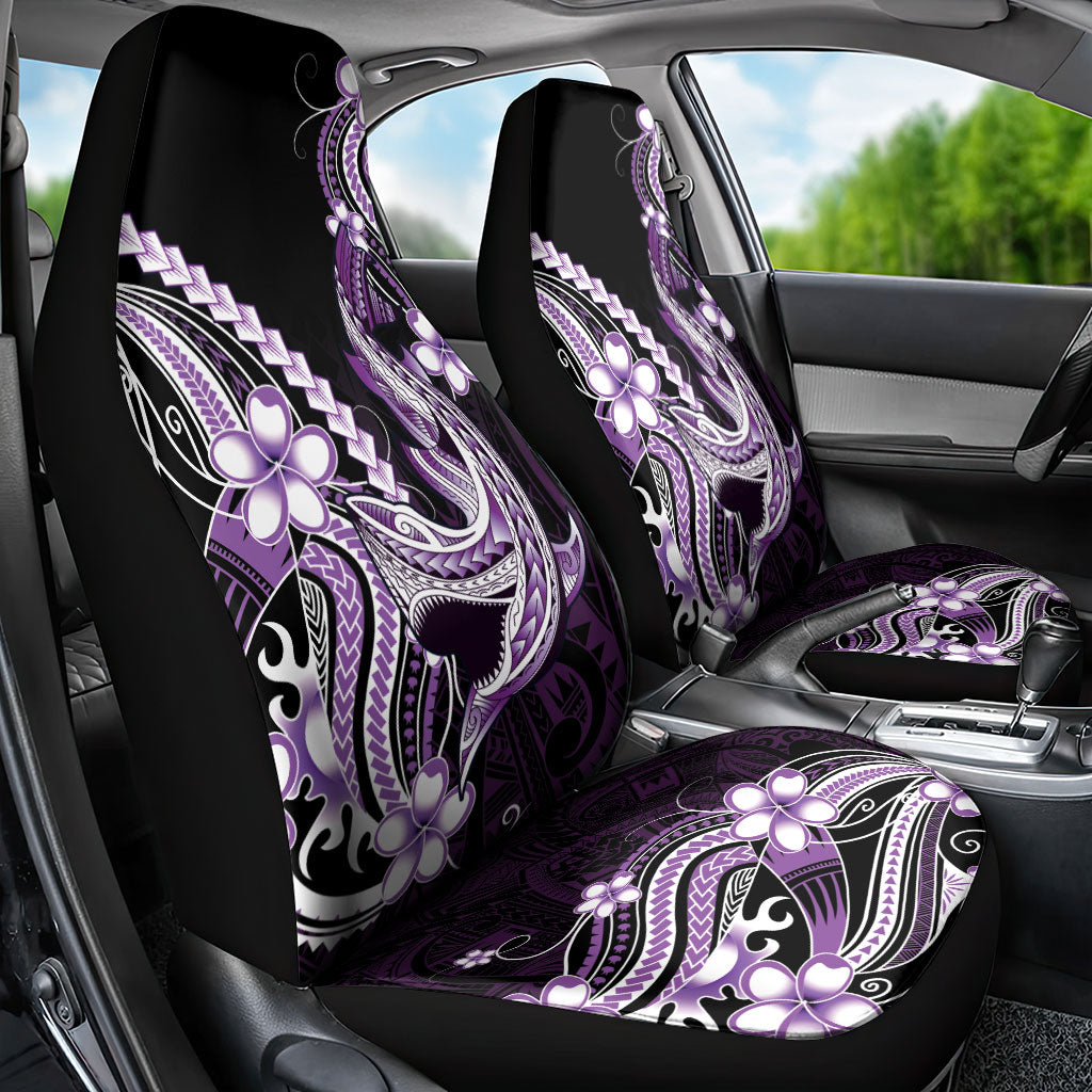 Purple Black Aloha Hawaii Car Seat Cover Polynesian Shark Tattoo Plumeria
