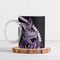 Purple Black Aloha Hawaii Ceramic Mug Polynesian Shark Tattoo Plumeria