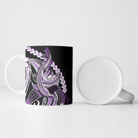 Purple Black Aloha Hawaii Ceramic Mug Polynesian Shark Tattoo Plumeria