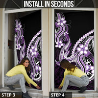 Purple Black Aloha Hawaii Door Cover Polynesian Shark Tattoo Plumeria
