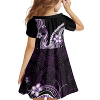 Purple Black Aloha Hawaii Family Matching Off Shoulder Short Dress and Hawaiian Shirt Polynesian Shark Tattoo Plumeria LT14 - Polynesian Pride