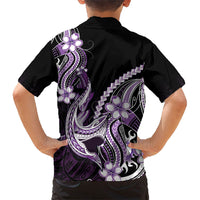 Purple Black Aloha Hawaii Family Matching Summer Maxi Dress and Hawaiian Shirt Polynesian Shark Tattoo Plumeria LT14 - Polynesian Pride