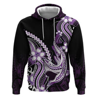 Purple Black Aloha Hawaii Hoodie Polynesian Shark Tattoo Plumeria