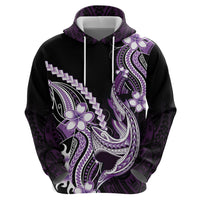 Purple Black Aloha Hawaii Hoodie Polynesian Shark Tattoo Plumeria