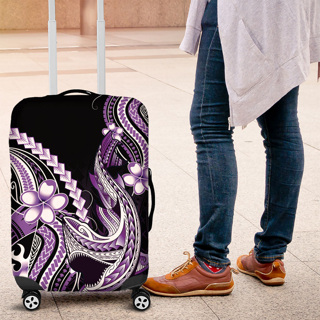 Purple Black Aloha Hawaii Luggage Cover Polynesian Shark Tattoo Plumeria LT14 Purple - Polynesian Pride