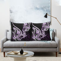 Purple Black Aloha Hawaii Pillow Cover Polynesian Shark Tattoo Plumeria