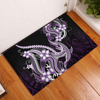 Purple Black Aloha Hawaii Rubber Doormat Polynesian Shark Tattoo Plumeria