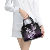 Purple Black Aloha Hawaii Shoulder Handbag Polynesian Shark Tattoo Plumeria