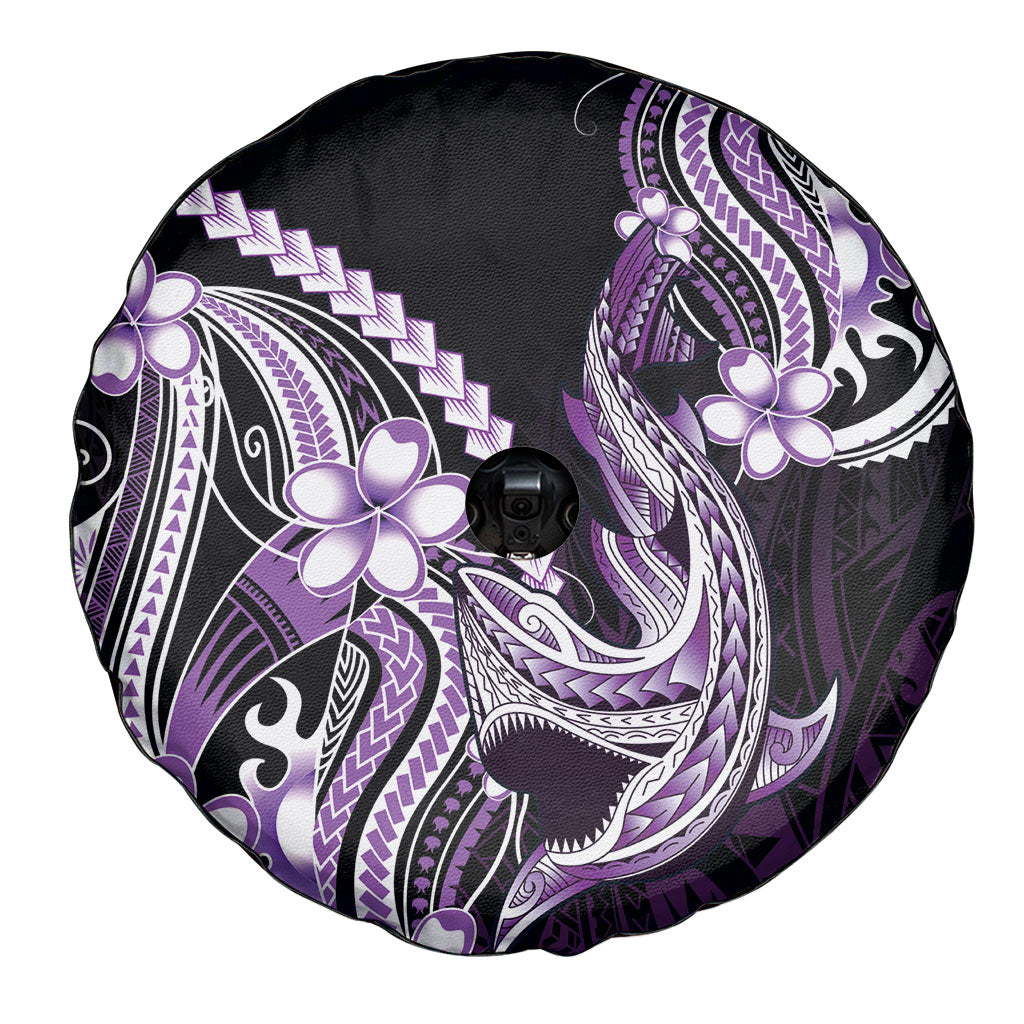 Purple Black Aloha Hawaii Spare Tire Cover Polynesian Shark Tattoo Plumeria