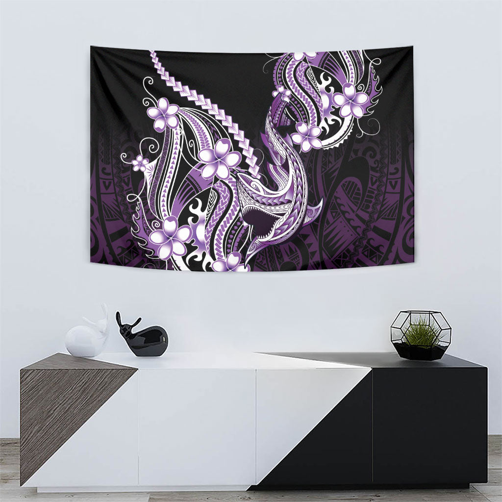 Purple Black Aloha Hawaii Tapestry Polynesian Shark Tattoo Plumeria